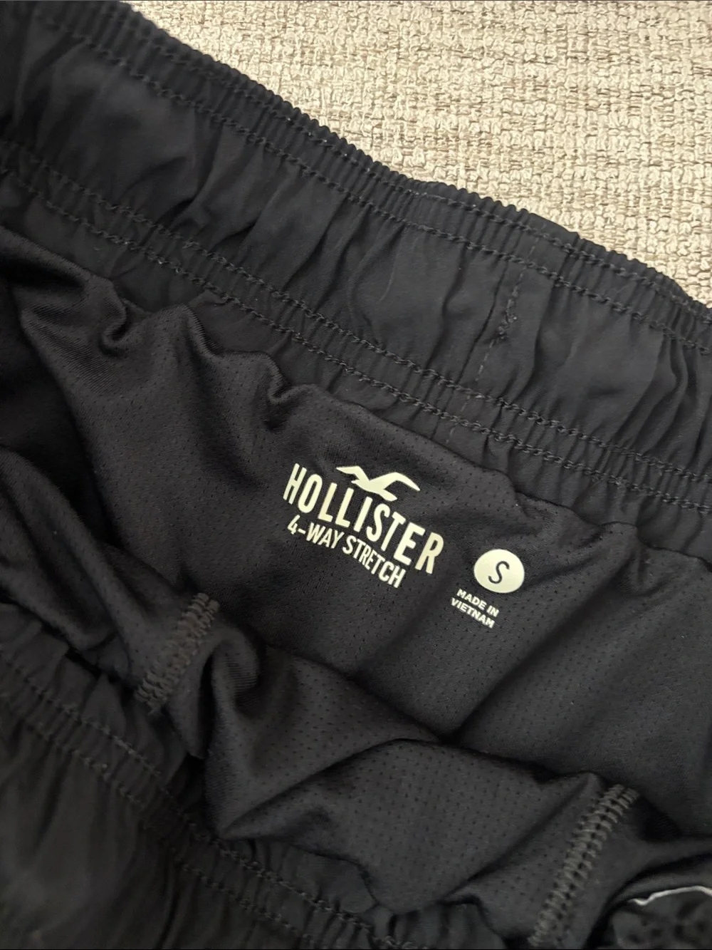 Hollister Black Athletic Drawstring Shorts with White Cord